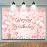 Lofaris Glitter Heart Balloon Gifts Happy Birthday Backdrop