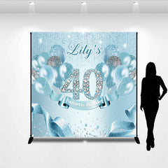 Lofaris Glitter Light Blue Balloon Custom Birthday Backdrop