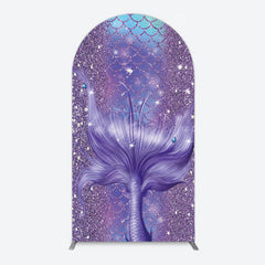 Lofaris Glitter Mermaid Purple Summer Vibe Arch Backdrop