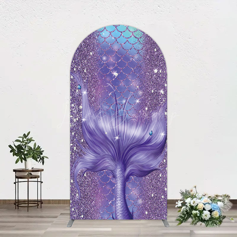 Lofaris Glitter Mermaid Purple Summer Vibe Arch Backdrop