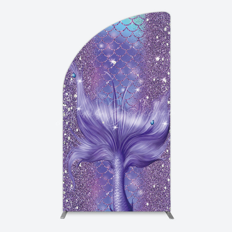 Lofaris Glitter Mermaid Purple Summer Vibe Half Moon Arch Backdrop