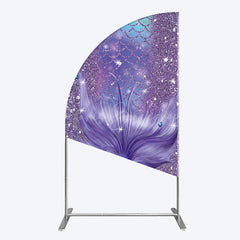 Lofaris Glitter Mermaid Purple Summer Vibe Half Moon Arch Backdrop