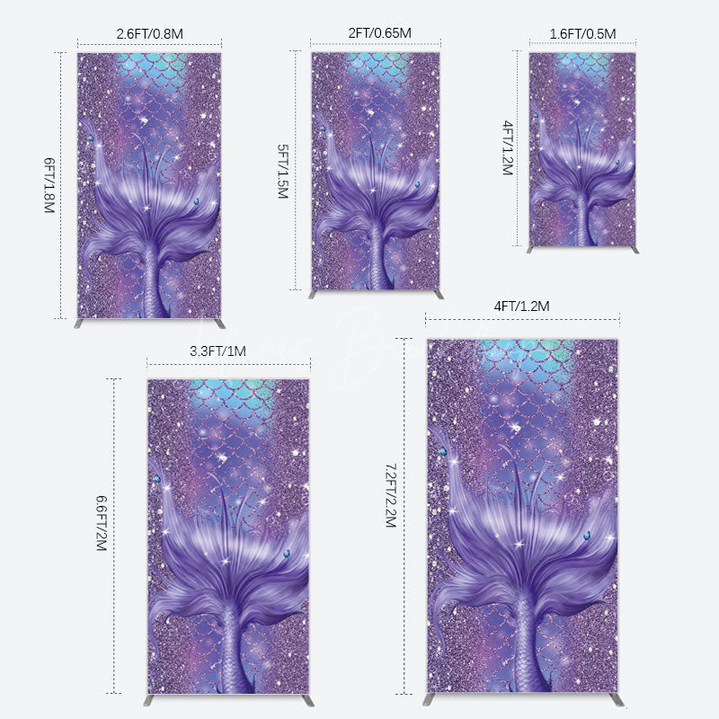 Lofaris Glitter Mermaid Purple Summer Vibe Rectangle Backdrop