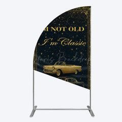 Lofaris Glitter Not Old But Classic Birthday Half Moon Arch Backdrop