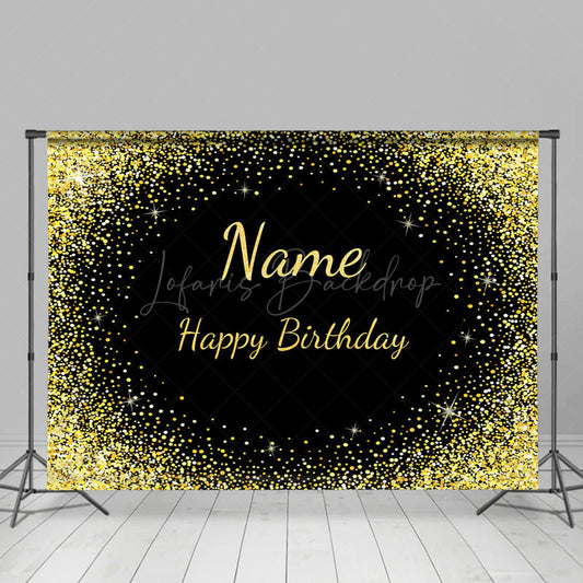 Lofaris Glitter personalized Name Happy Birthday Backdrop
