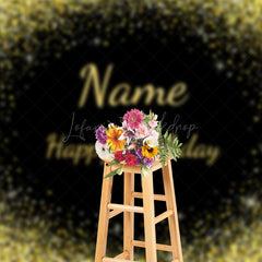 Lofaris Glitter personalized Name Happy Birthday Backdrop