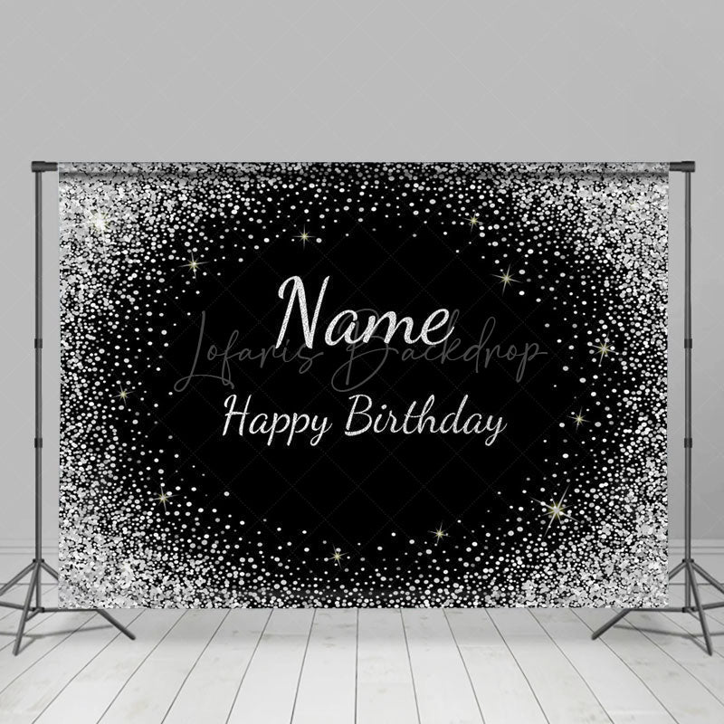 Lofaris Glitter personalized Name Happy Birthday Backdrop