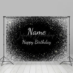 Lofaris Glitter personalized Name Happy Birthday Backdrop