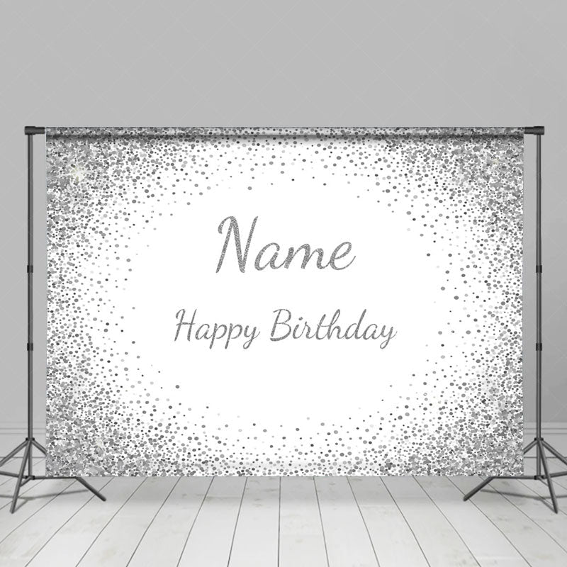 Lofaris Glitter personalized Name Happy Birthday Backdrop