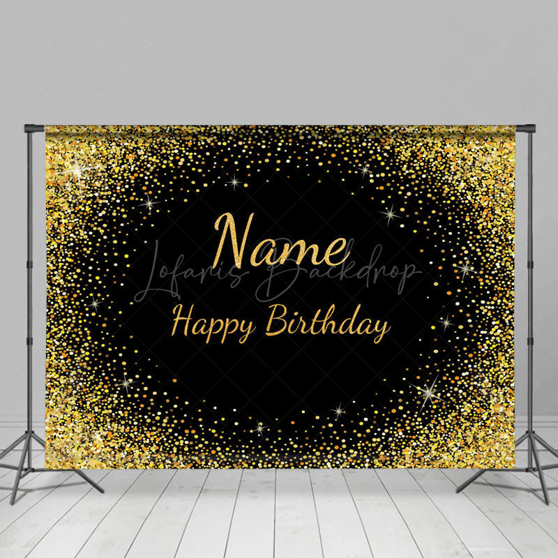 Lofaris Glitter personalized Name Happy Birthday Backdrop