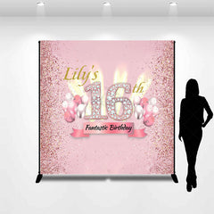 Lofaris Glitter Pink Balloon Sweet Custom Birthday Backdrop