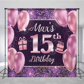 Lofaris Glitter Purple Balloon Gift Custom Birthday Backdrop