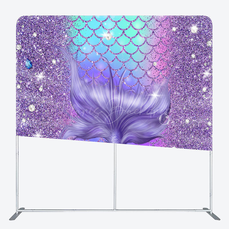Lofaris Glitter Purple Mermaid Tail Square Tension Backdrop