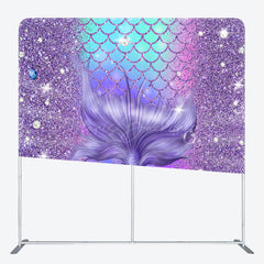 Lofaris Glitter Purple Mermaid Tail Square Tension Backdrop