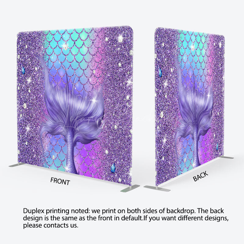 Lofaris Glitter Purple Mermaid Tail Square Tension Backdrop