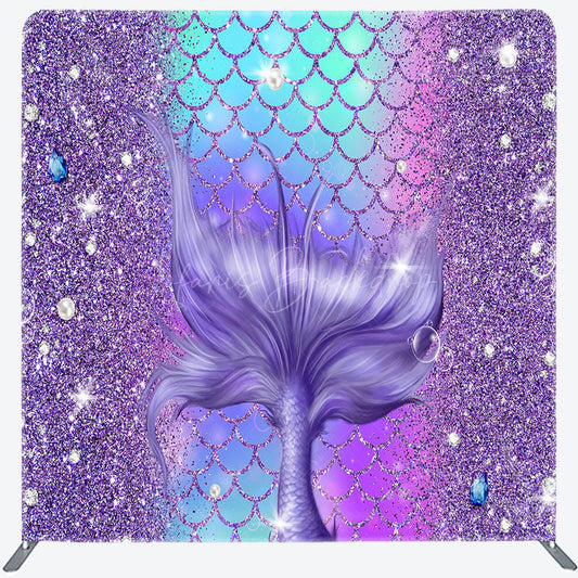 Lofaris Glitter Purple Mermaid Tail Square Tension Backdrop
