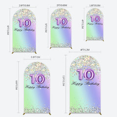 Lofaris Glitter Rainbow 10th Happy Birthday Arch Backdrop