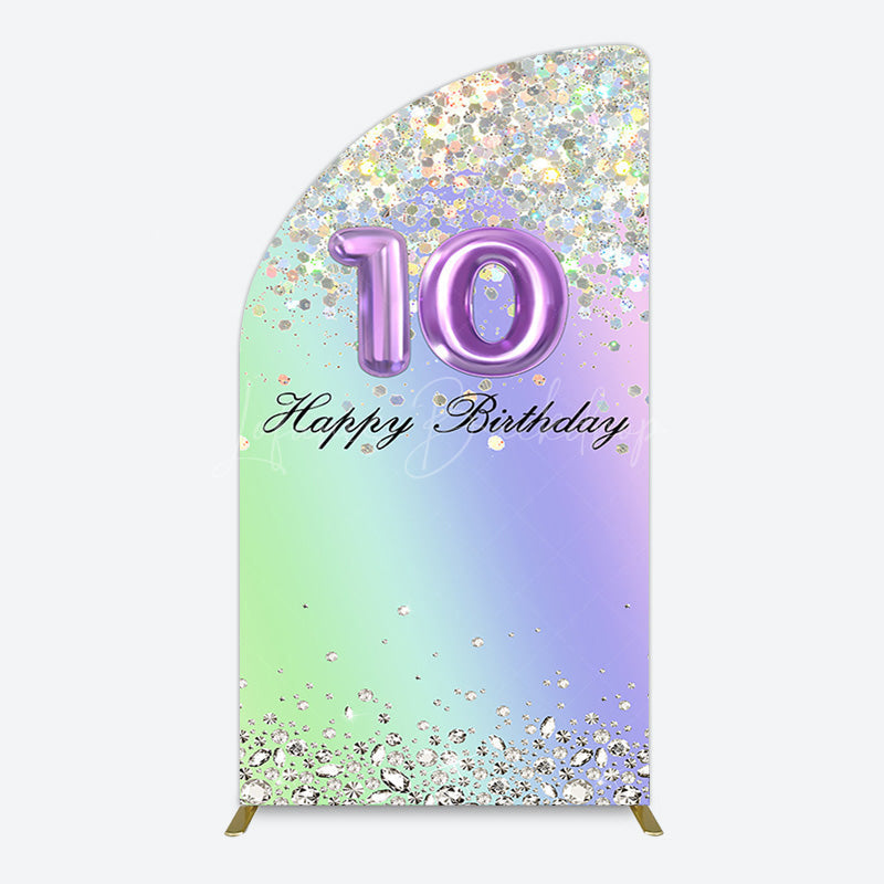 Lofaris Glitter Rainbow 10th Happy Birthday Half Moon Arch Backdrop