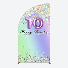 Lofaris Glitter Rainbow 10th Happy Birthday Half Moon Arch Backdrop