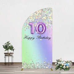 Lofaris Glitter Rainbow 10th Happy Birthday Half Moon Arch Backdrop