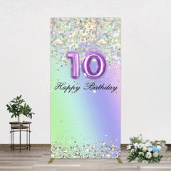 Lofaris Glitter Rainbow 10th Happy Birthday Rectangle Backdrop