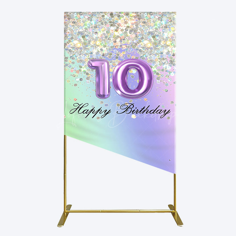 Lofaris Glitter Rainbow 10th Happy Birthday Rectangle Backdrop