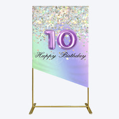 Lofaris Glitter Rainbow 10th Happy Birthday Rectangle Backdrop