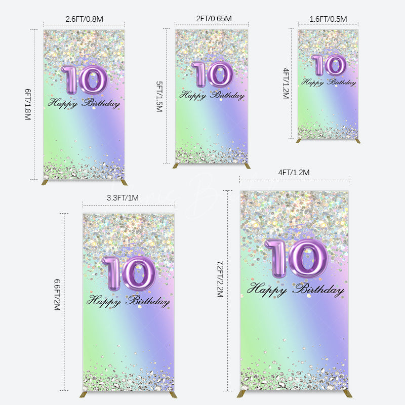 Lofaris Glitter Rainbow 10th Happy Birthday Rectangle Backdrop