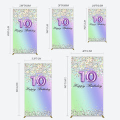 Lofaris Glitter Rainbow 10th Happy Birthday Rectangle Backdrop