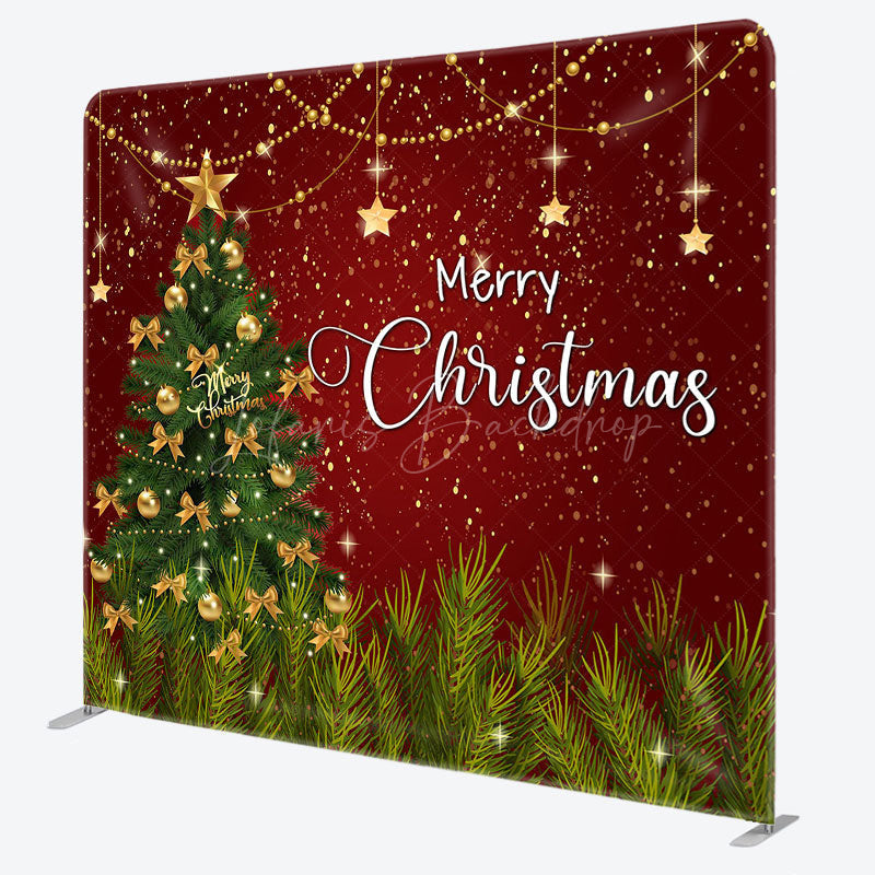 Lofaris Glitter Red Green Xmas Tree Star Pillow Case Backdrop