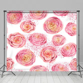 Lofaris Glitter Repetitive Various Pink Flowers Backdrop