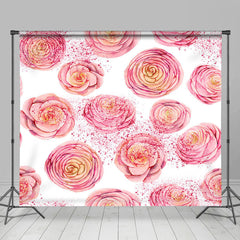 Lofaris Glitter Repetitive Various Pink Flowers Backdrop