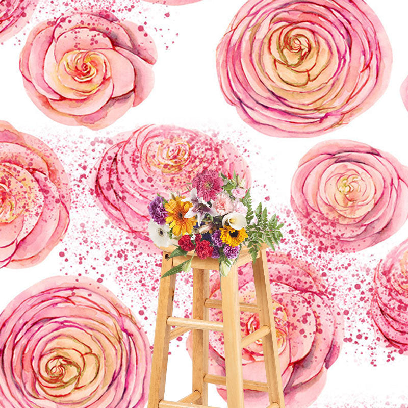 Lofaris Glitter Repetitive Various Pink Flowers Backdrop