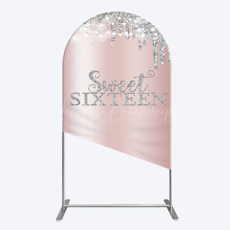 Lofaris Glitter Rose Gold Sweet 16 Birthday Arch Backdrop