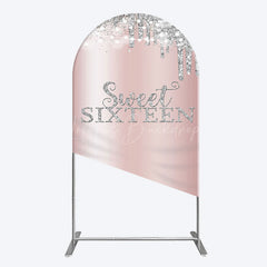 Lofaris Glitter Rose Gold Sweet 16 Birthday Arch Backdrop