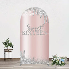 Lofaris Glitter Rose Gold Sweet 16 Birthday Arch Backdrop