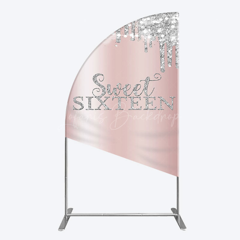 Lofaris Glitter Rose Gold Sweet 16 Birthday Half Moon Arch Backdrop