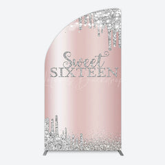 Lofaris Glitter Rose Gold Sweet 16 Birthday Half Moon Arch Backdrop