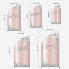 Lofaris Glitter Rose Gold Sweet 16 Birthday Half Moon Arch Backdrop