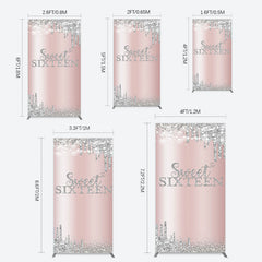 Lofaris Glitter Rose Gold Sweet 16 Birthday Rectangle Backdrop