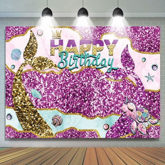 Lofaris Glitter Special Mermaid Tail Birthday Backdrop