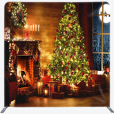 Lofaris Glitter Warm House Christmas Pillow Case Backdrop