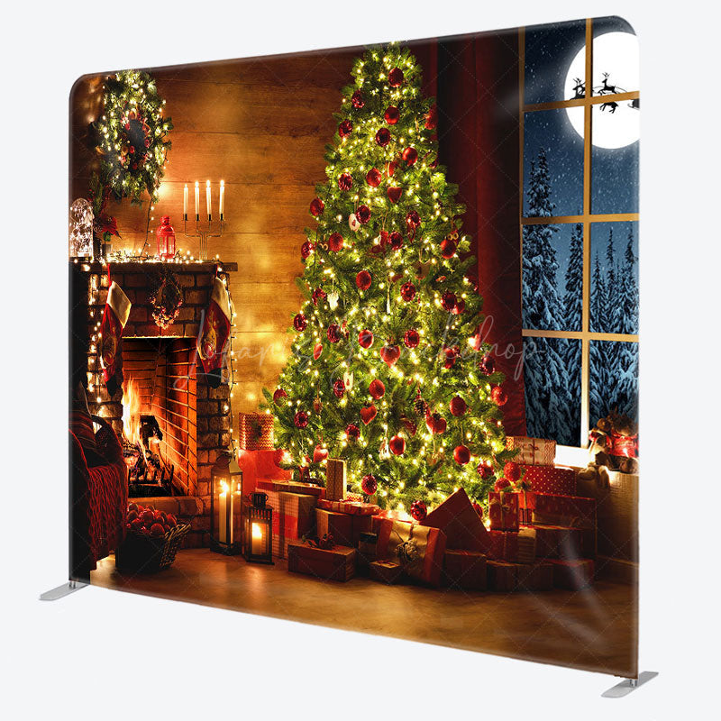Lofaris Glitter Warm House Christmas Pillow Case Backdrop