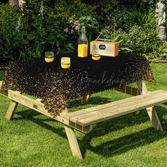 Lofaris Glittering Gold Disk Centerpiece Rectangle Tablecloth