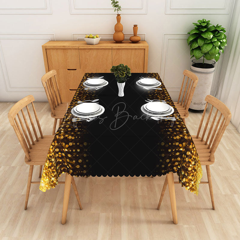 Lofaris Glittering Golden Disk Centerpiece Rectangle Tablecloth