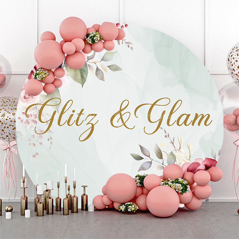 Lofaris Glitz Glam Floral Plant Round Happy Birthday Backdrop
