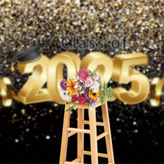 Lofaris Glorious Black Gold Glitter Congrats Grad Backdrop