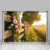 Lofaris Glow Floral Plant Fence Summer Field Photo Backdrop