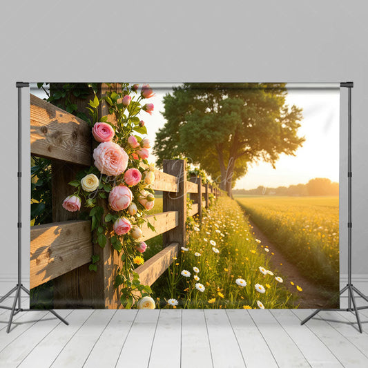 Lofaris Glow Floral Plant Fence Summer Field Photo Backdrop