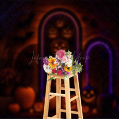 Lofaris Glow Jack Olantern Floral Scary Halloween Backdrop
